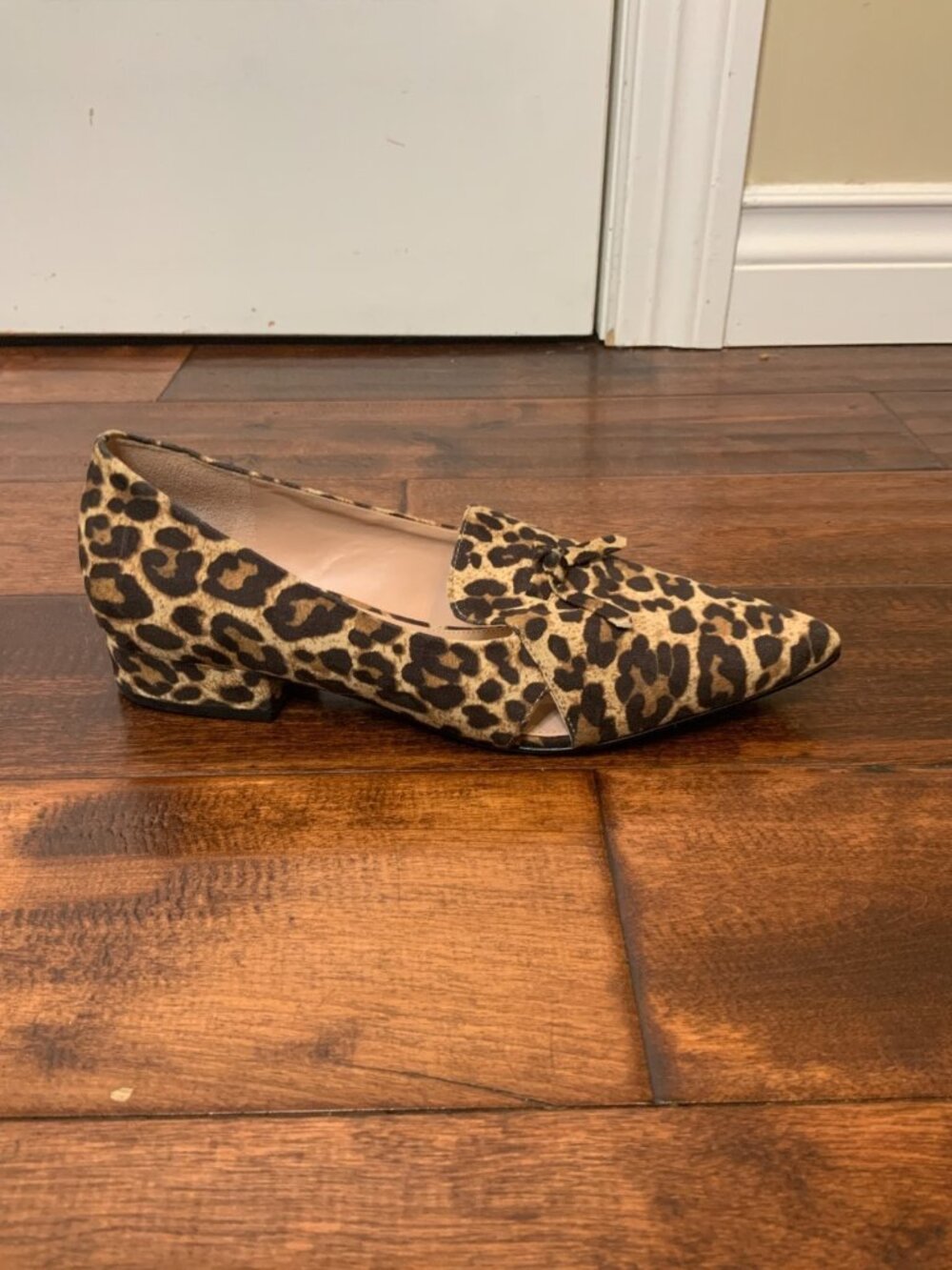 Cole Haan Leopard Print Bow Cutout Loafers, Size 8
